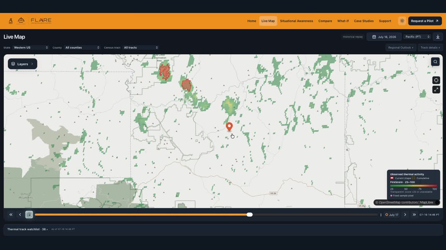 Recorded FLARE dashboard replay in Central Oregon